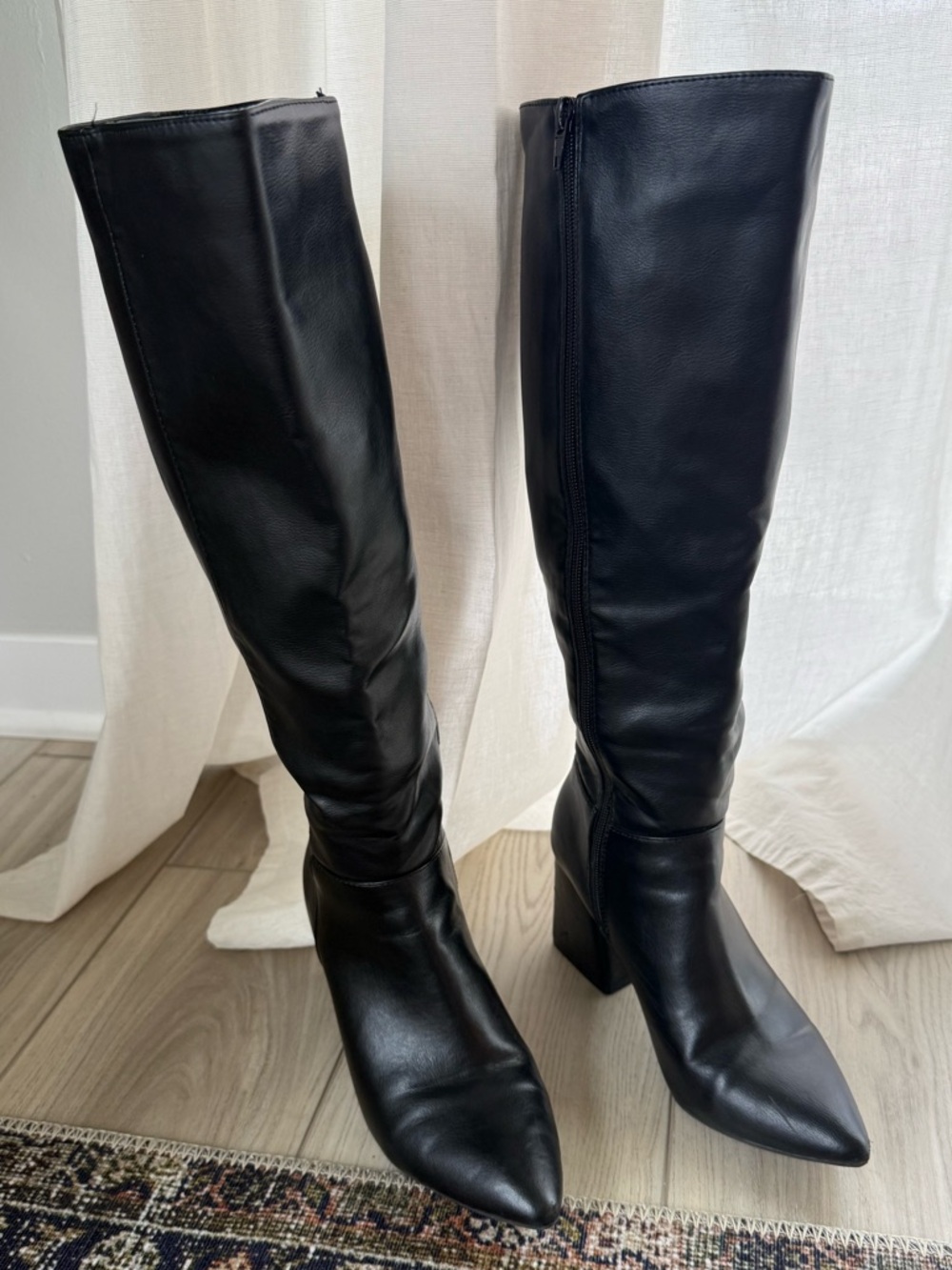 Madden Girl Black Knee-High Block Heel Boots - Picture 2 of 3